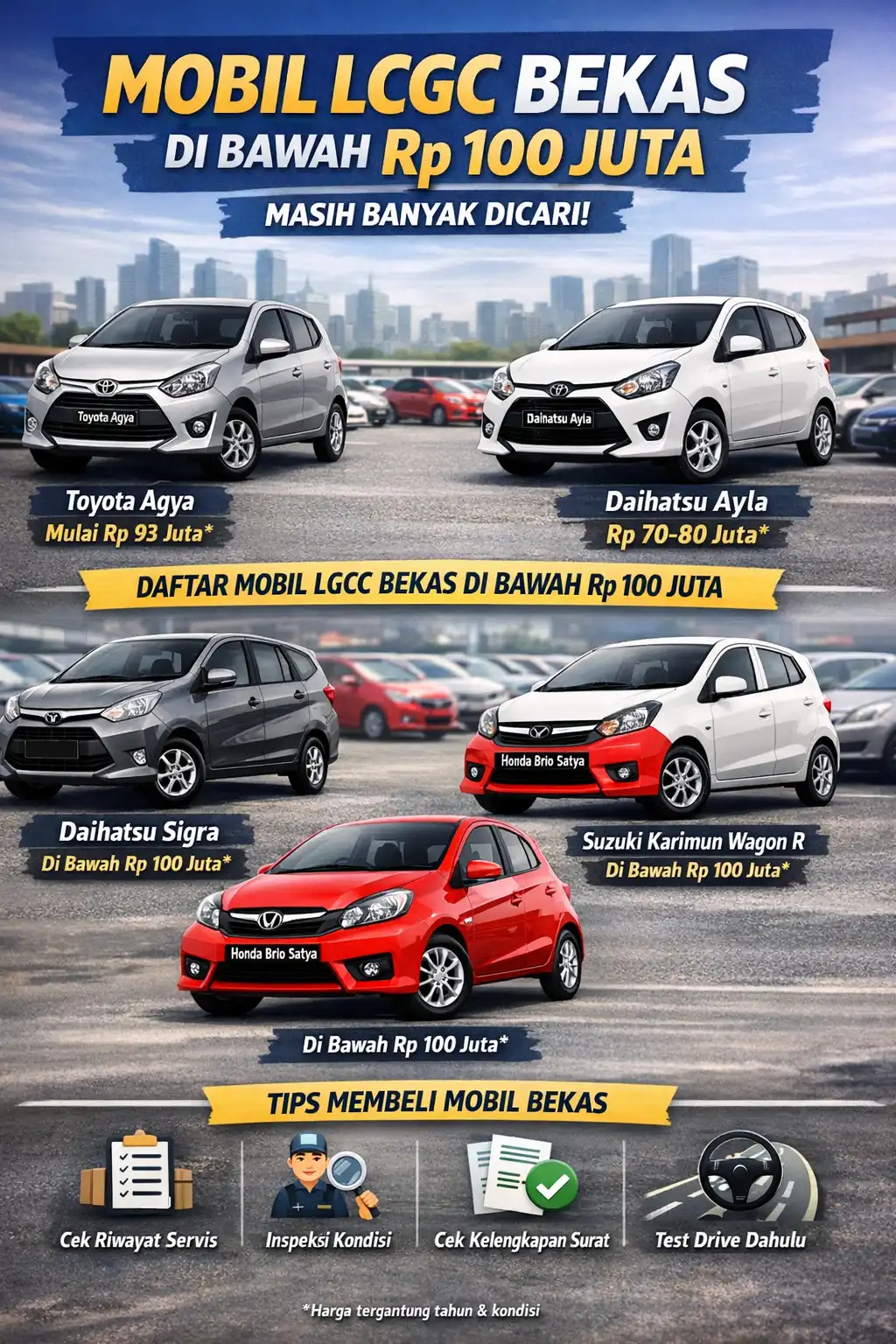 Read more about the article Mobil LCGC Bekas di Bawah Rp 100 Juta Masih Banyak Yang Dicari, Ini Daftarnya